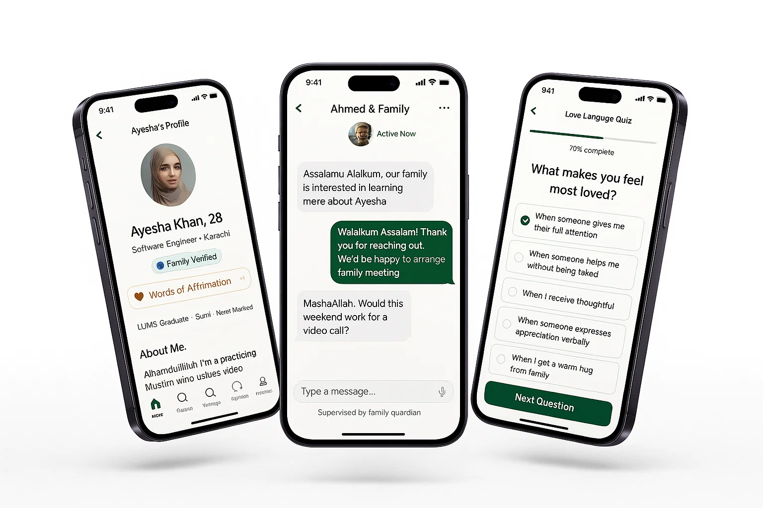 Rishta Connect app screens